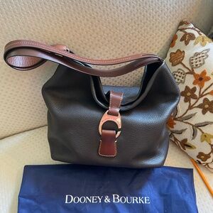 Dooney & Bourke Pebbled Leather Hobo Logo Hook Close Bag